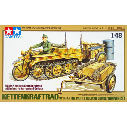 Tamiya 1/48 Sd.Kfz.2 Kleines Kettenkraftrad with Infantry Cart and Goliath Demolition Vehicle
