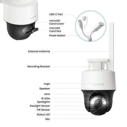 Reolink Go PT S Lite 4G LTE 360° Pan-Tilt & Auto Tacking Security Camera + Solar Panel -2 Pack