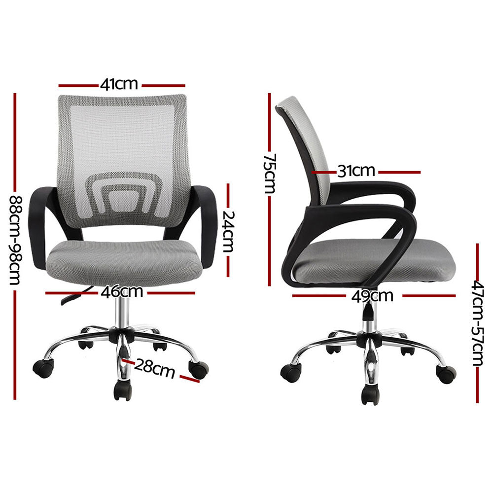 Artiss 2x Mesh Office Chair Mid Back (Grey)