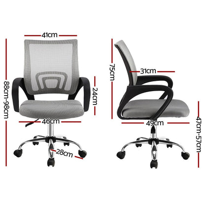 Artiss 2x Mesh Office Chair Mid Back (Grey)