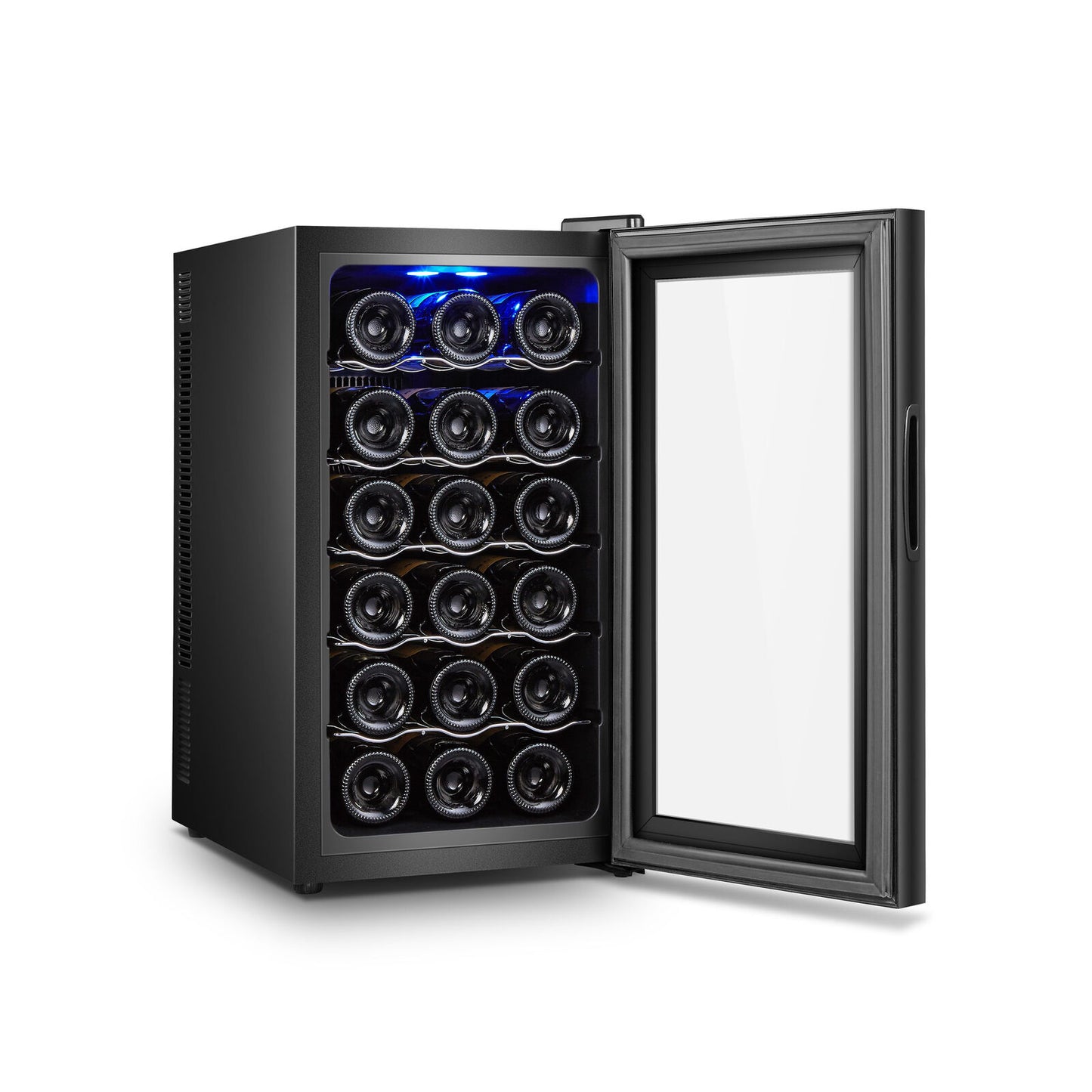 Lenoxx 18 Bottle Thermoelectric Wine Fridge, 130W, UV Protected Glass Door, Soft LED Illumination
