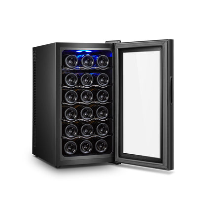 Lenoxx 18 Bottle Thermoelectric Wine Fridge, 130W, UV Protected Glass Door, Soft LED Illumination