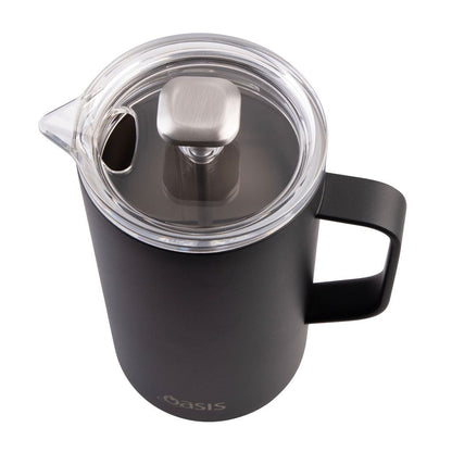 Oasis Stainless Steel Double Wall Insulated Coffee Press - 4 Cup - 600ml (Black)