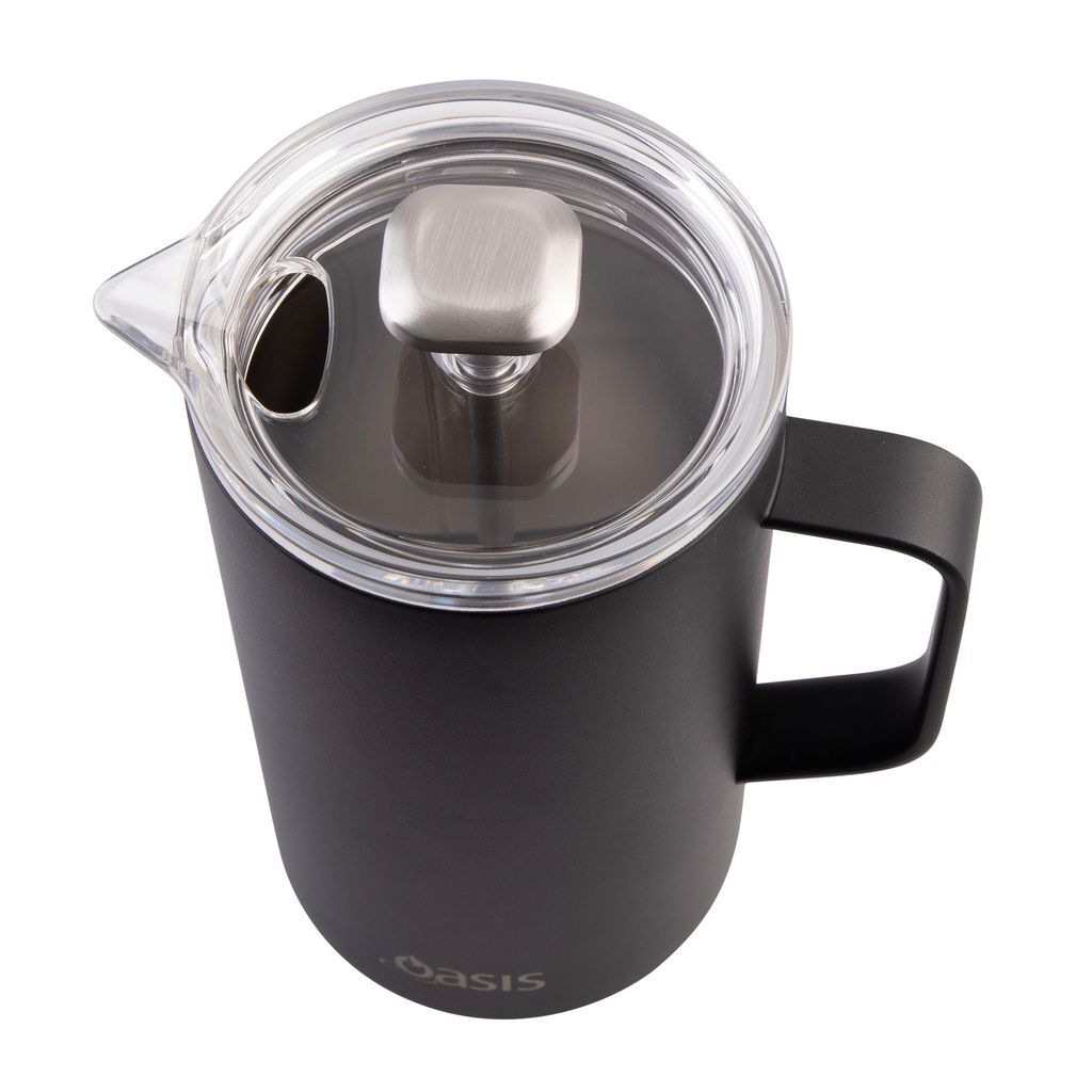 Oasis Stainless Steel Double Wall Insulated Coffee Press - 8 Cup - 1 Litre - Black
