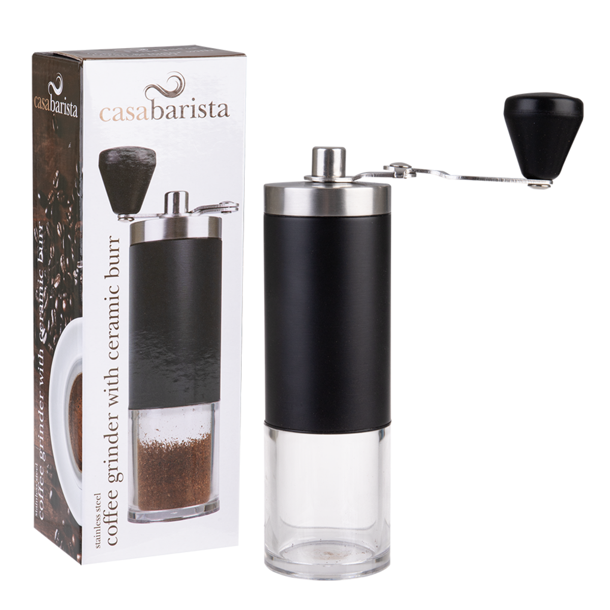 Casabarista Stainless Steel Hand/Manual Coffee Bean Grinder with Ceramic Burr