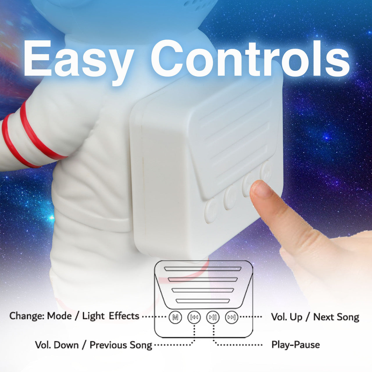Laser Astronaut Bluetooth Speaker with Glow Light (White)