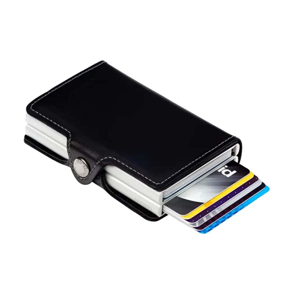Secrid Twinwallet Compact RFID Aluminium Leather Clip Closure Wallet Black