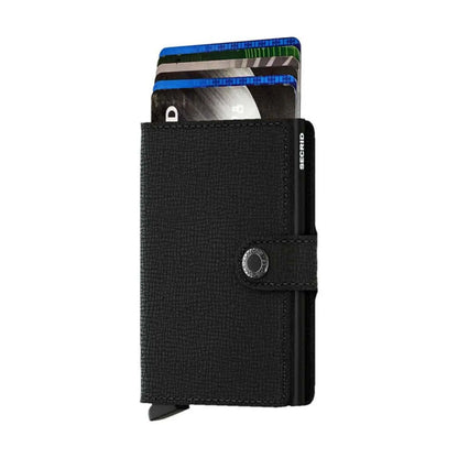Secrid Miniwallet Compact RFID Leather Aluminium Wallet Black Crisple