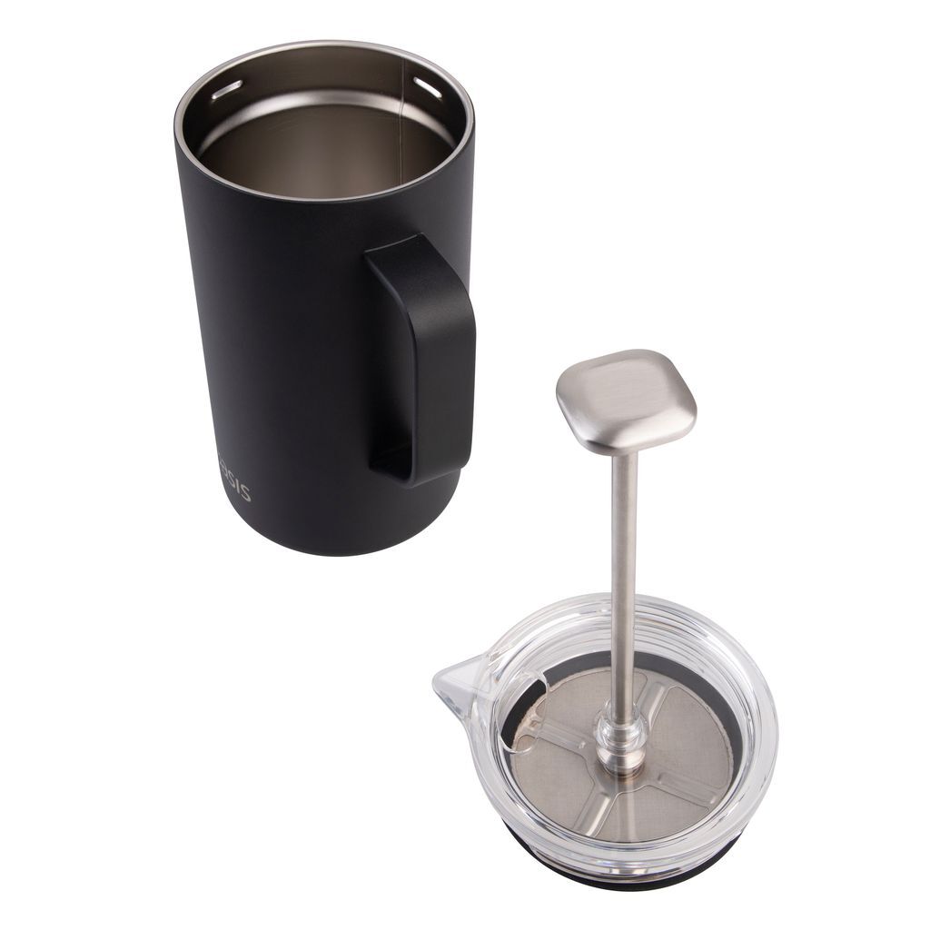 Oasis Stainless Steel Double Wall Insulated Coffee Press - 8 Cup - 1 Litre - Black