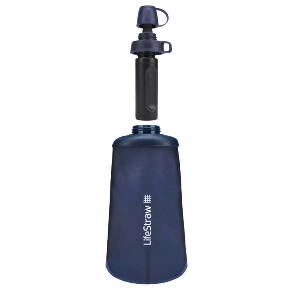 LifeStraw Peak Collapsible Squeeze Bottle with Filter 650ml Mountain Blue