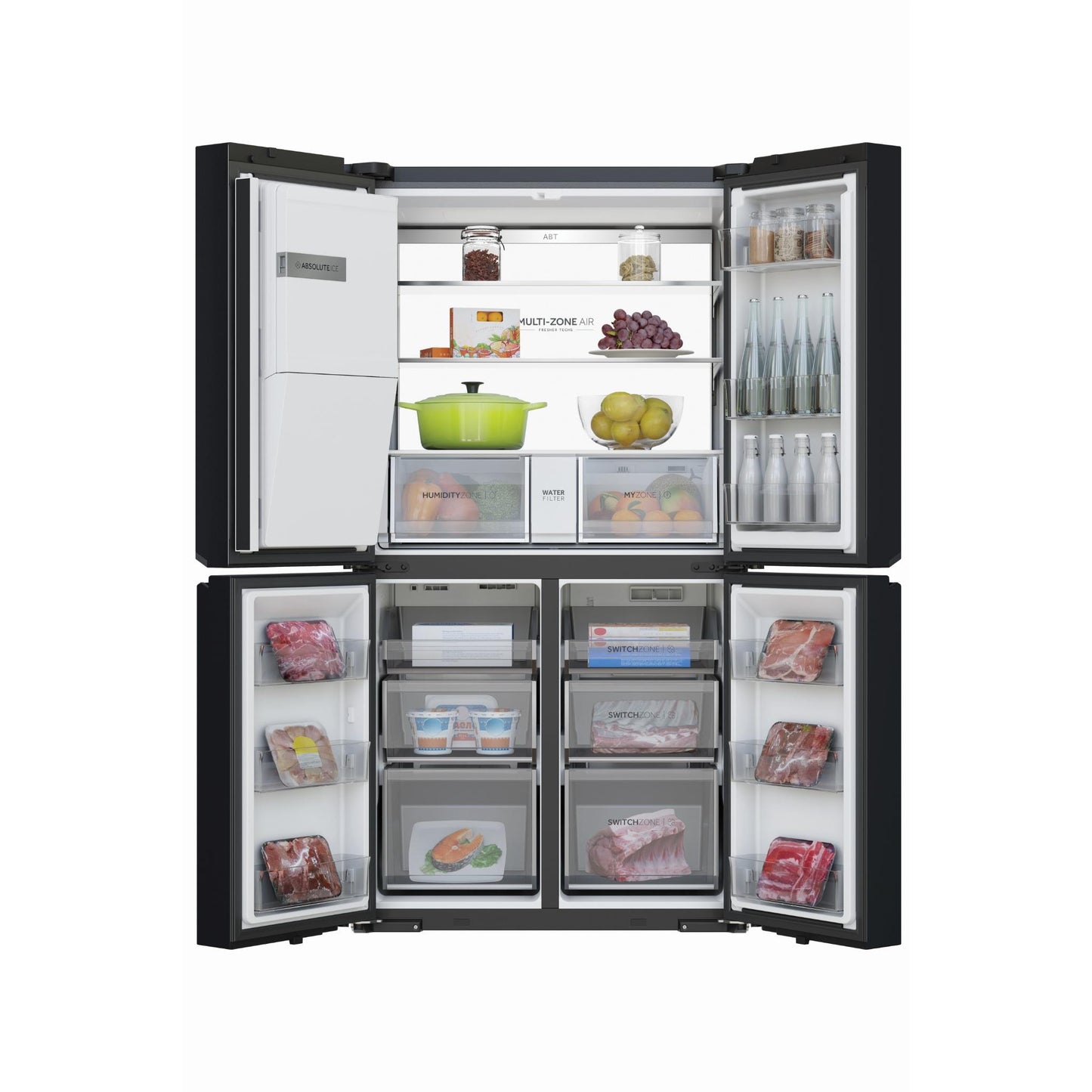 Haier HRF680YZC 601L 600 Series Quad Door Fridge (Black)