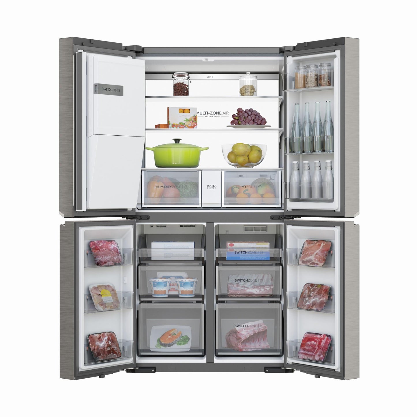 Haier HRF680YZS 601L 600 Series Quad Door Fridge (Satina)