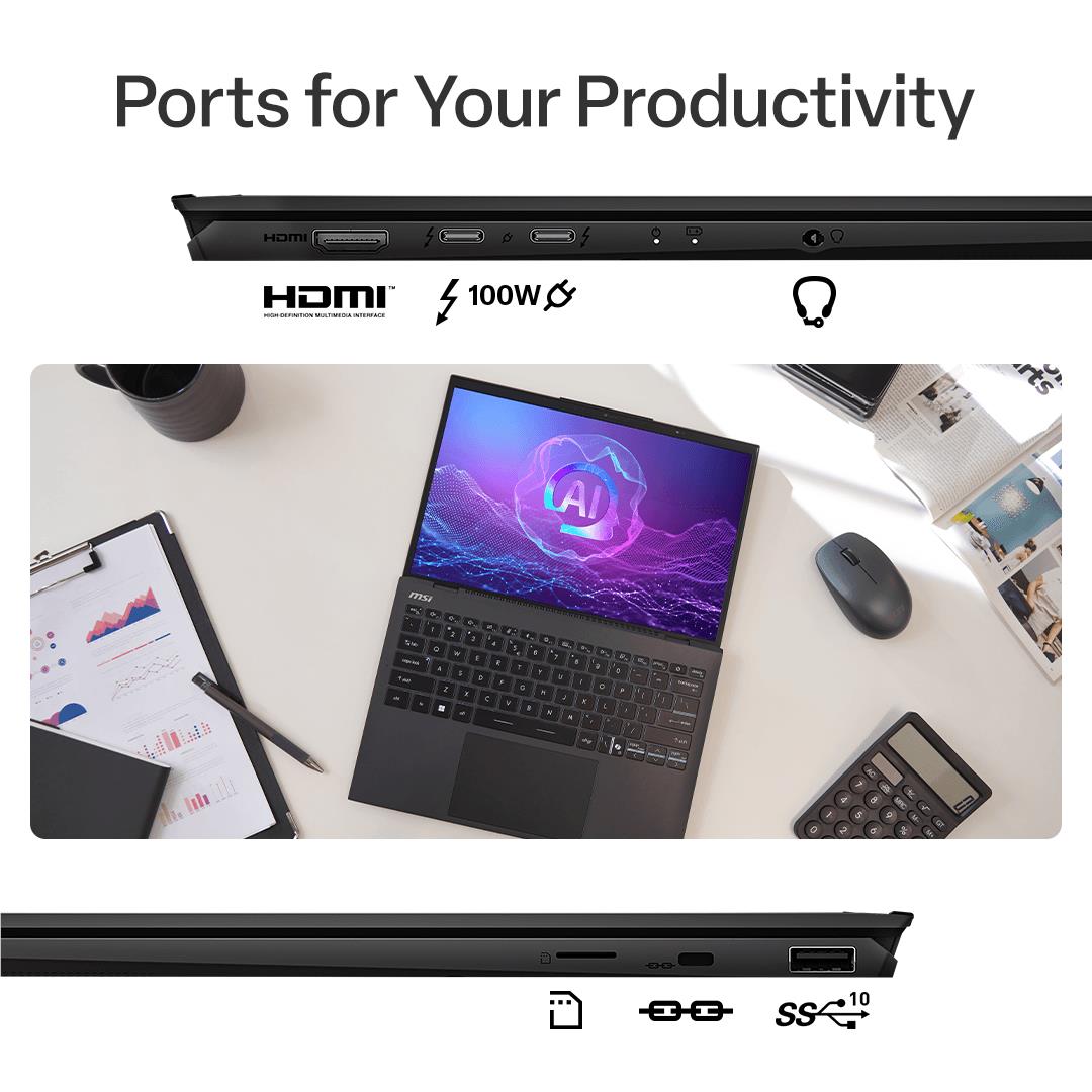 MSI Prestige 13 AI+ Evo 13.3" 2.8K OLED Next-Level Copilot+ AI PC Laptop (Intel Core Ultra 5-226V) [1TB]