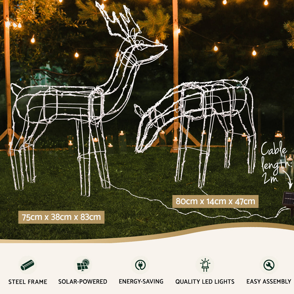 Jingle Jollys Christmas Lights 2 Pcs Reindeers 200 LED Decorations