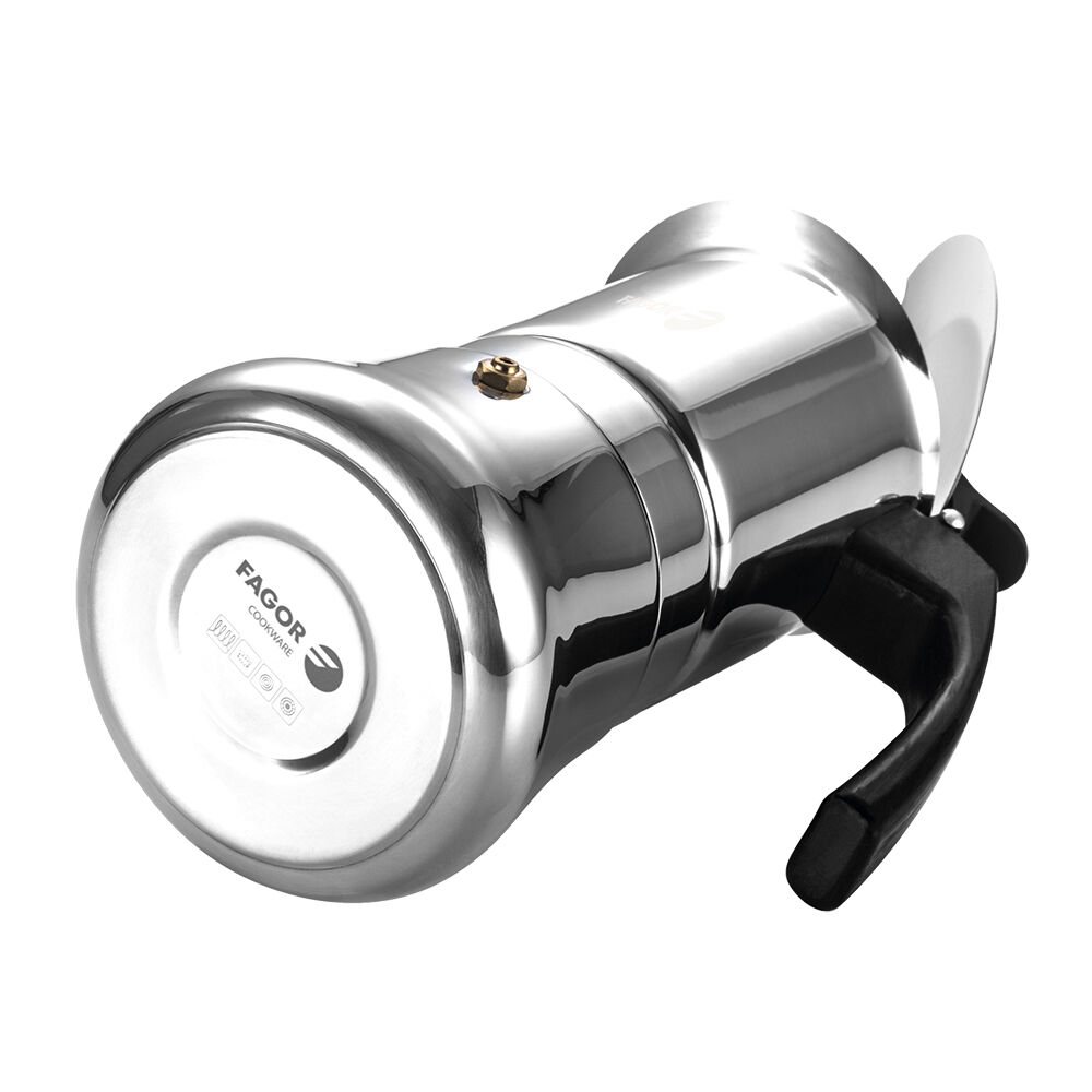 Fagor Etnica Stainless Steel 10 Cups Espresso Coffee Maker Moka Pot Silver
