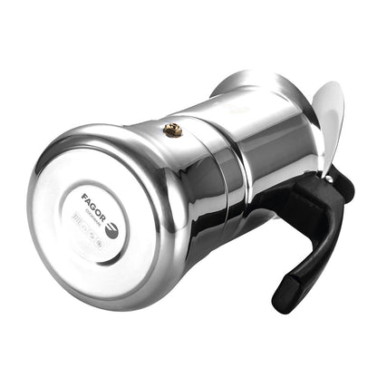 Fagor Etnica Stainless Steel 10 Cups Espresso Coffee Maker Moka Pot Silver