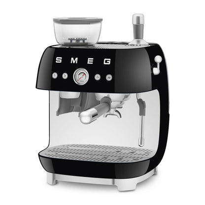 Smeg 50's Style Espresso Manual Coffee Machine with Grinder (Black)