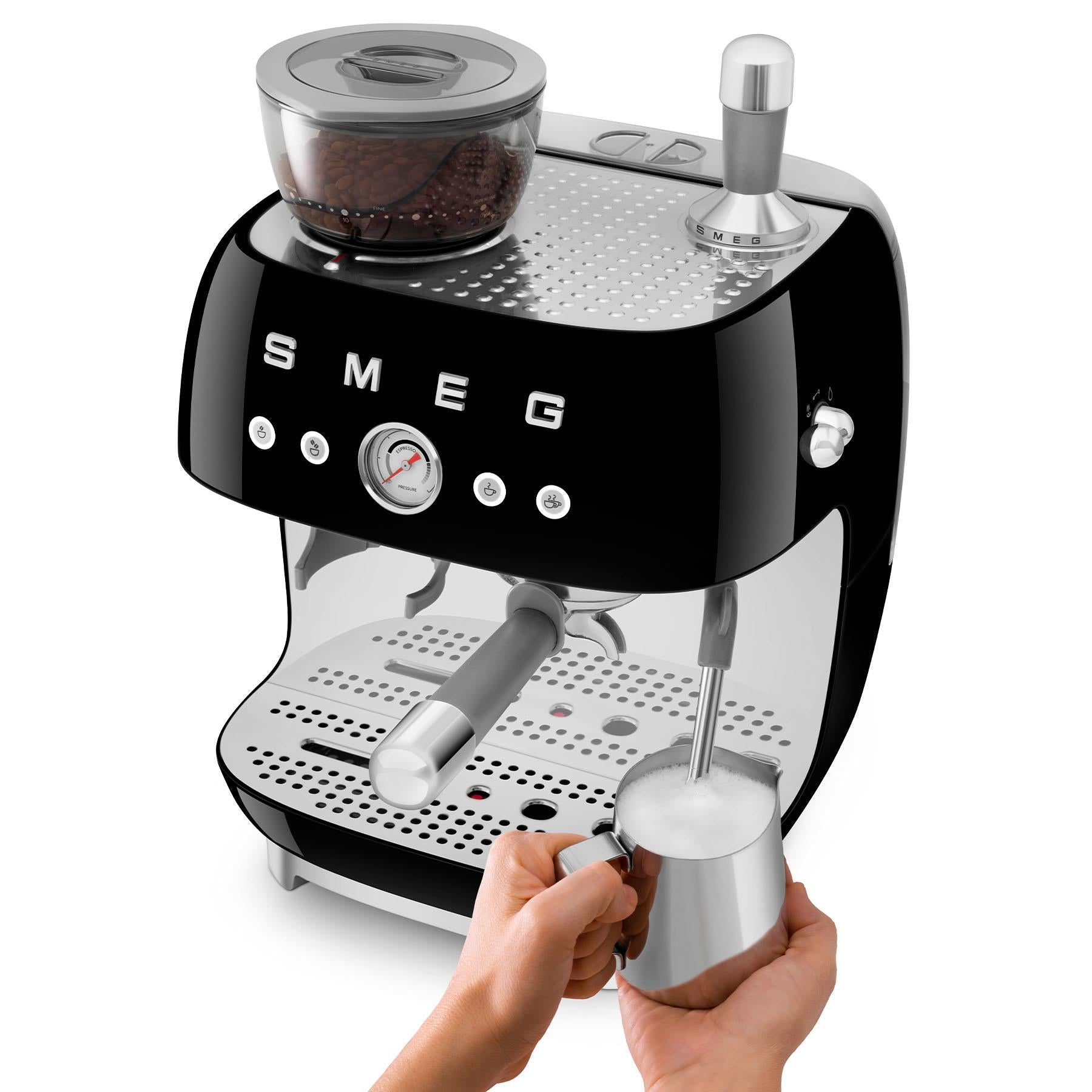 Smeg 50's Style Espresso Manual Coffee Machine with Grinder (Black)