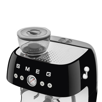 Smeg 50's Style Espresso Manual Coffee Machine with Grinder (Black)