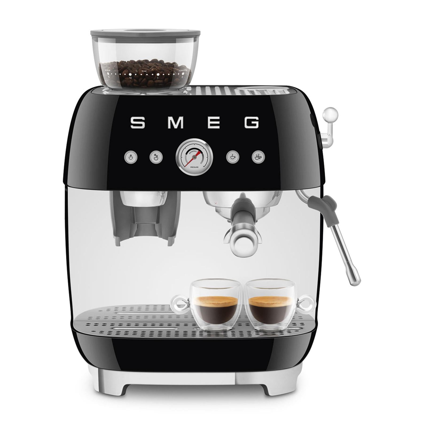 Smeg 50's Style Espresso Manual Coffee Machine with Grinder (Black)