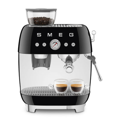 Smeg 50's Style Espresso Manual Coffee Machine with Grinder (Black)