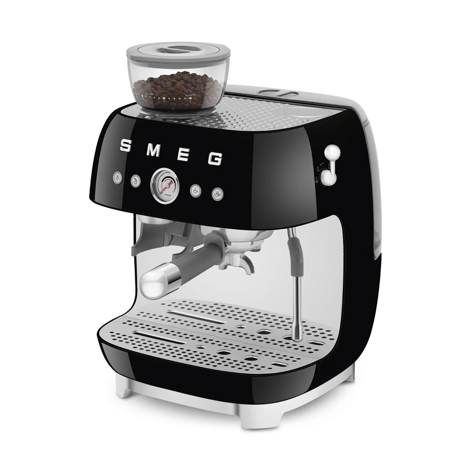 Smeg 50's Style Espresso Manual Coffee Machine with Grinder (Black)