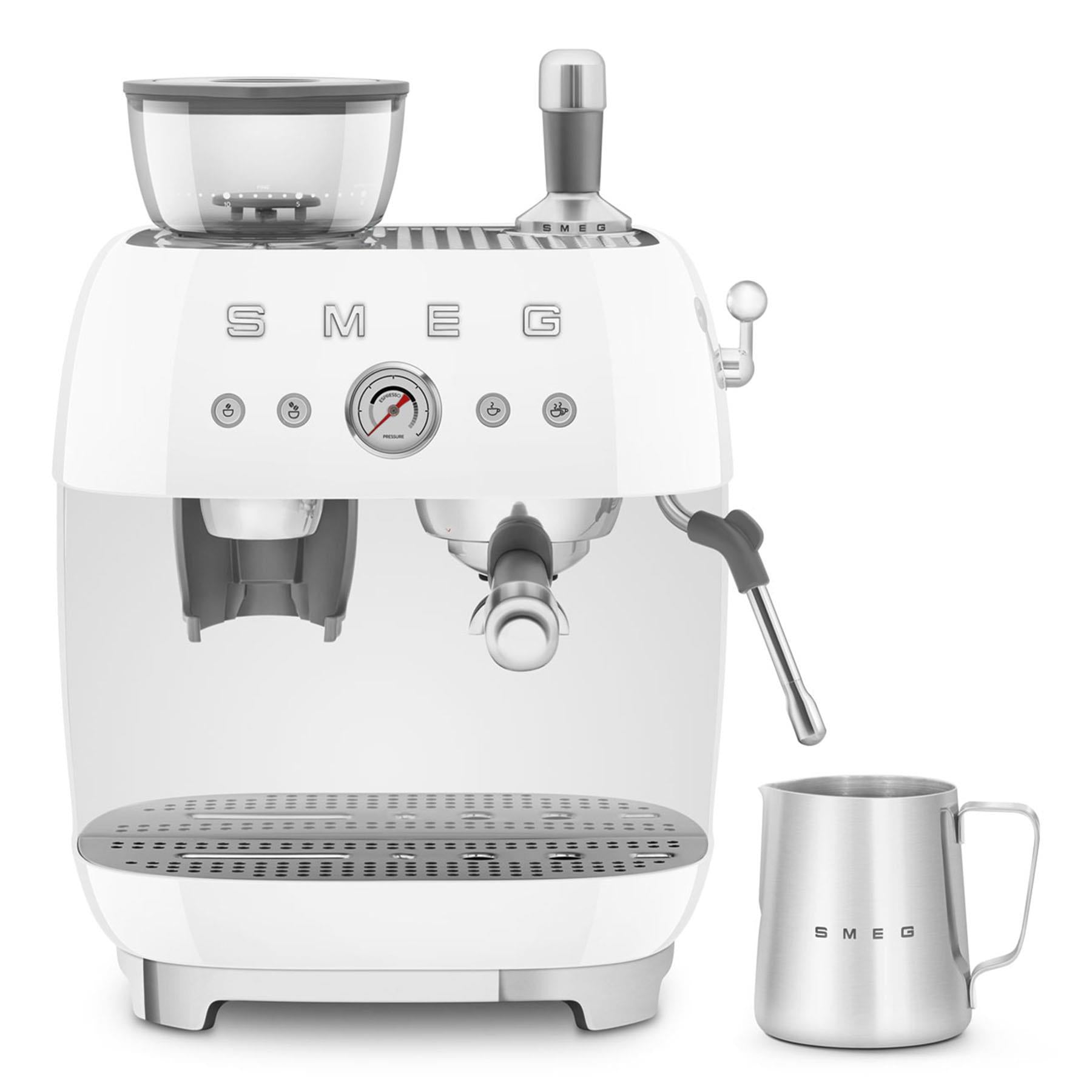 Smeg 50's Style Espresso Manual Coffee Machine with Grinder (White)
