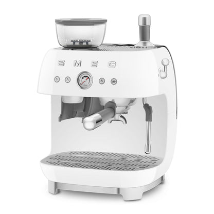 Smeg 50's Style Espresso Manual Coffee Machine with Grinder (White)