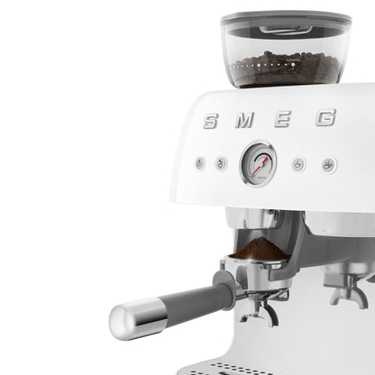 Smeg 50's Style Espresso Manual Coffee Machine with Grinder (White)