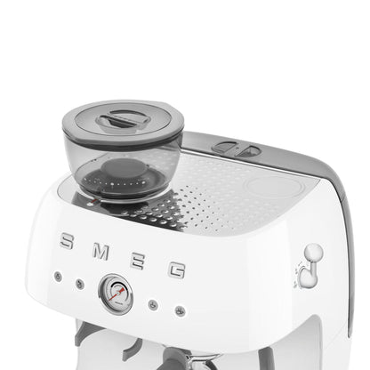 Smeg 50's Style Espresso Manual Coffee Machine with Grinder (White)