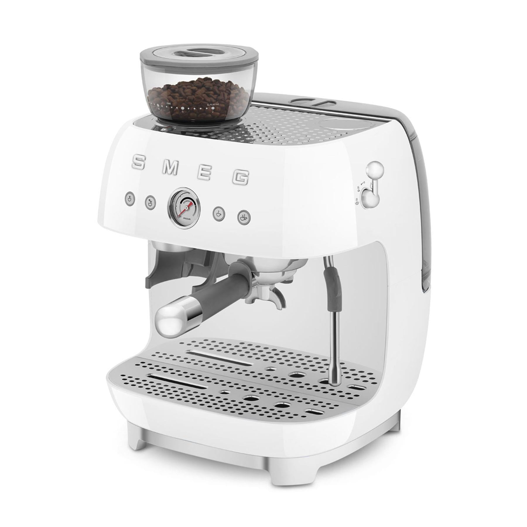 Smeg 50's Style Espresso Manual Coffee Machine with Grinder (White)