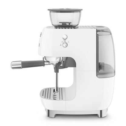 Smeg 50's Style Espresso Manual Coffee Machine with Grinder (White)