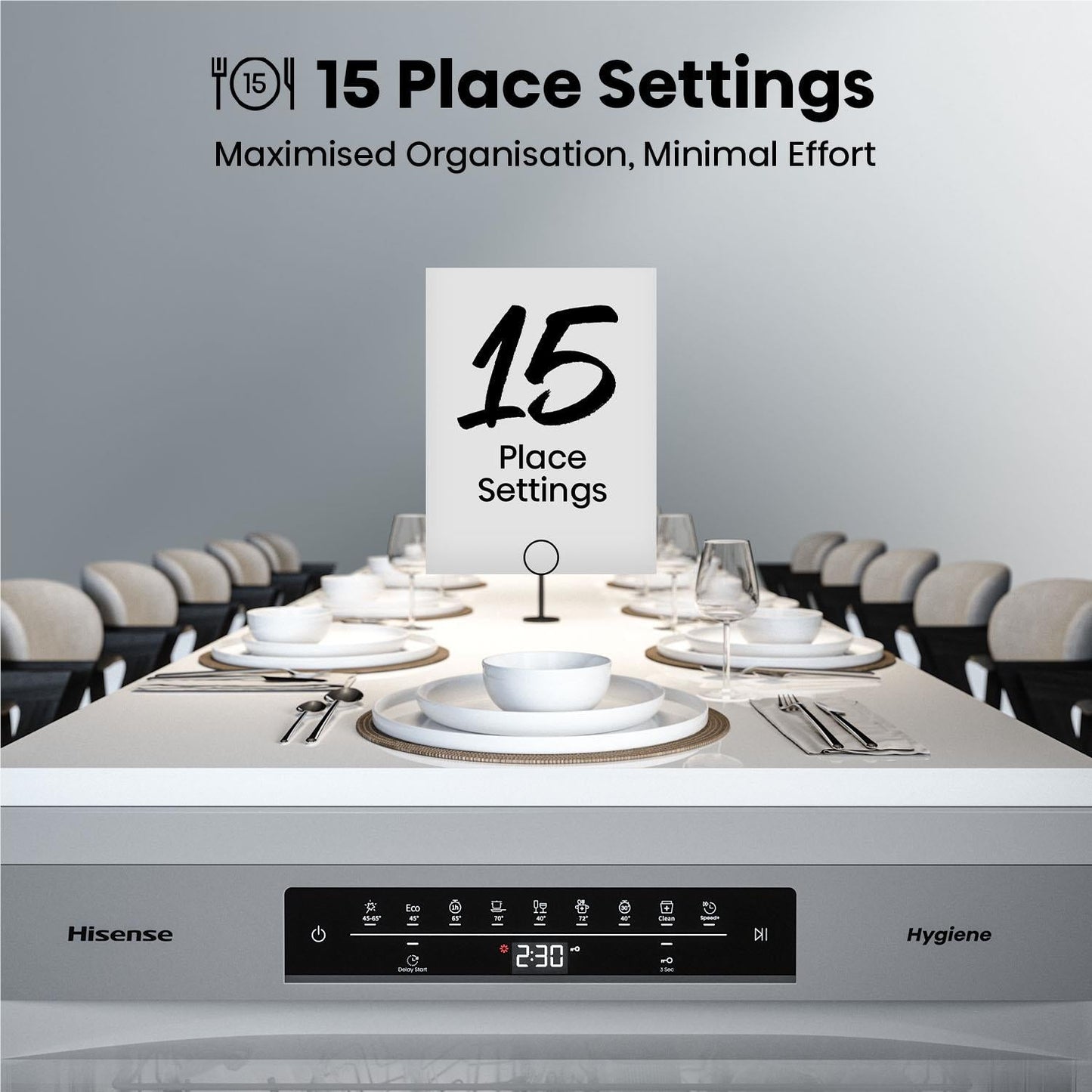 Hisense HSBE15FS 15 Place Setting Freestanding Dishwasher (Silver)