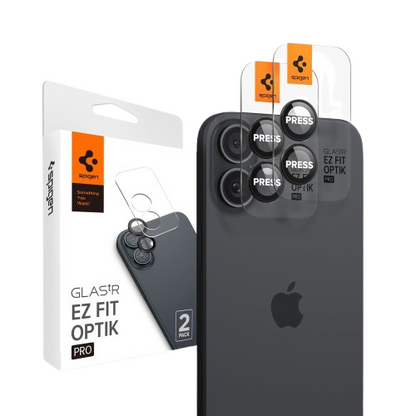 Spigen Apple iPhone 17 EZ Fit GLAS.tR Optik Pro 2PCS Camera Lens Protector - Black