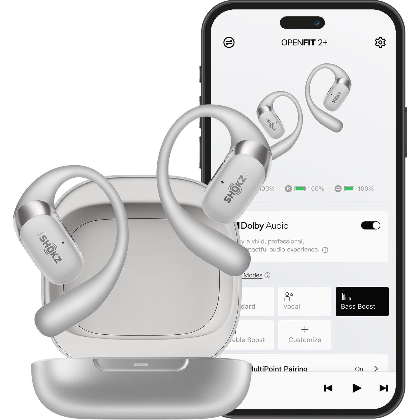 Shokz  OpenFit 2+ Open-Ear TWS Earbuds (Grey)