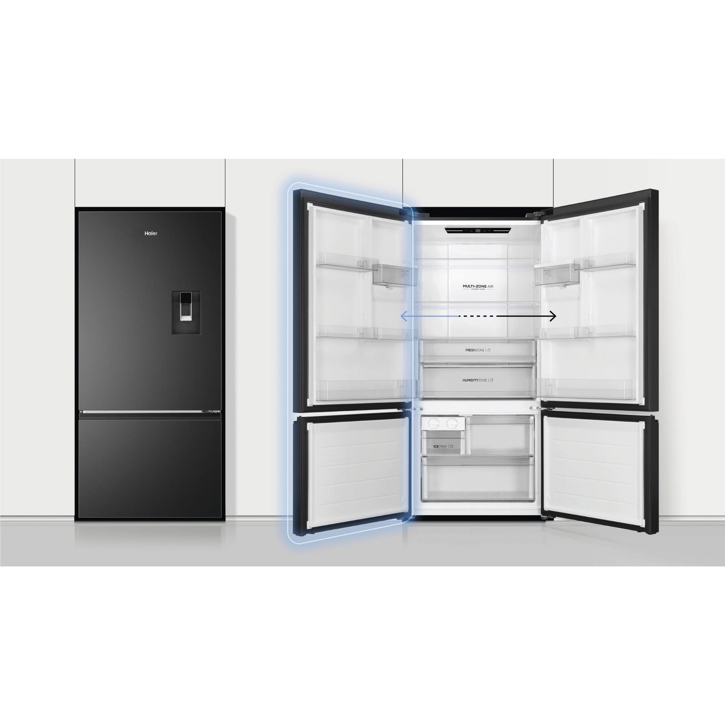 Haier HRF510BHC 600 Series 514L Bottom Mount Fridge (Black)
