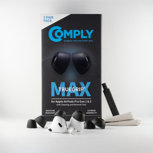 Comply TRUEGXP MAX Ear Tips for Apple AirPods Pro 1/2 (Black) [Small - 3 Pairs]