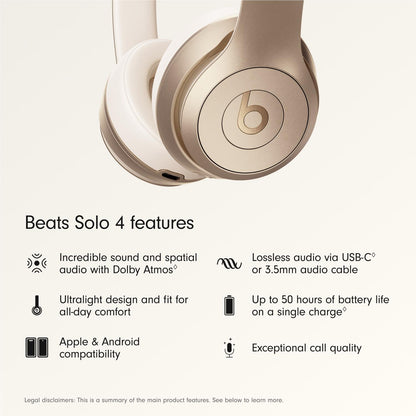 Beats Solo 4 Wireless On-Ear Headphones (Metallic Gold)