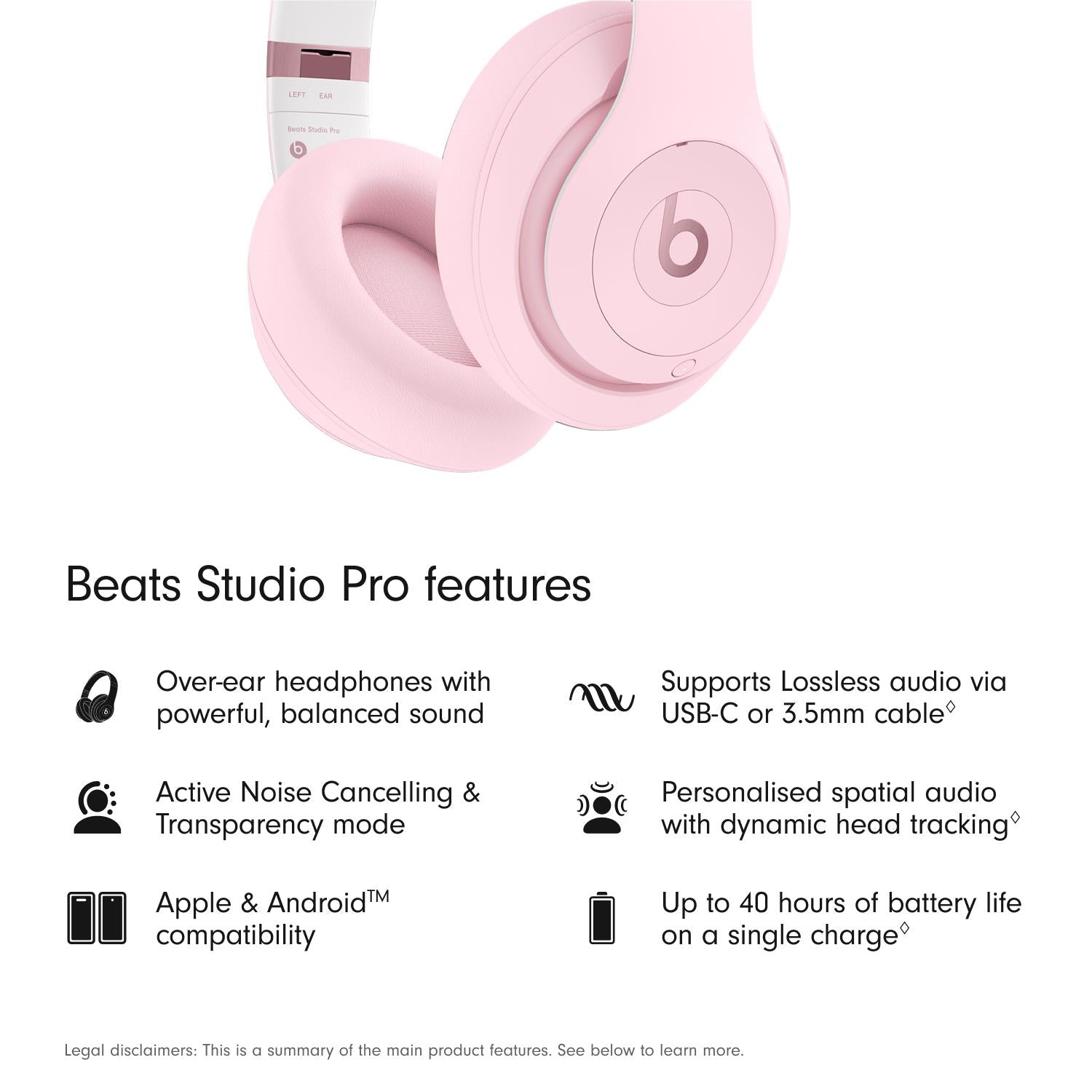 Beats Studio Pro ANC Over-Ear Wireless Headphones (Soft Pink)