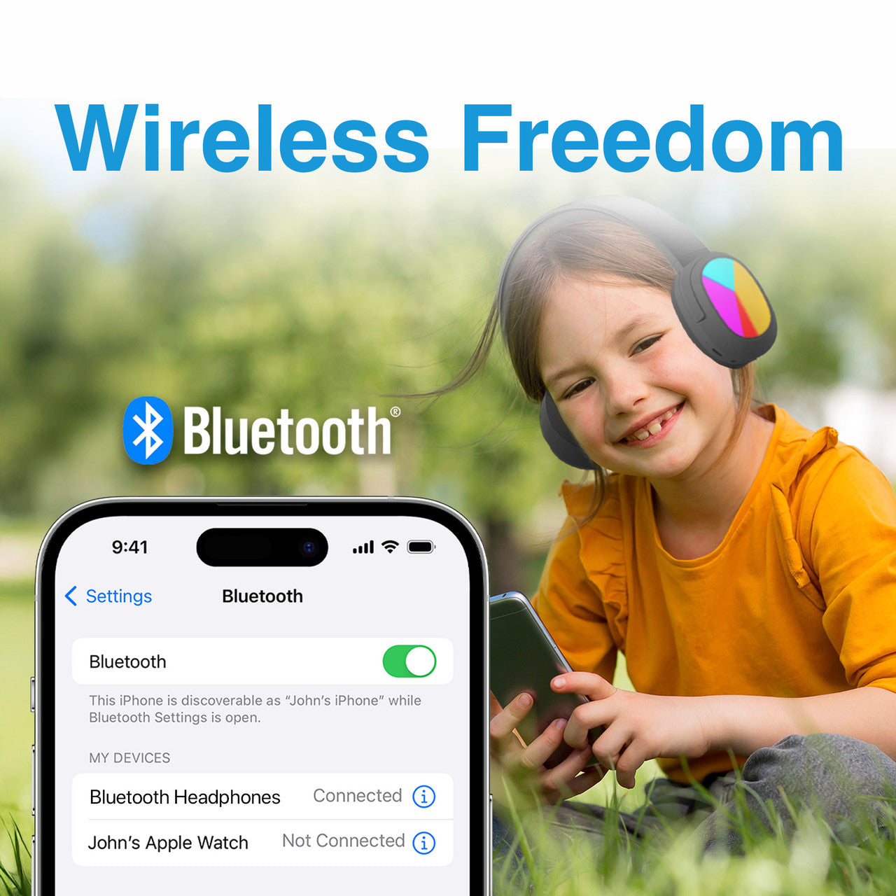 Laser Kids Wireless Headphones – Volume Limited (Black)
