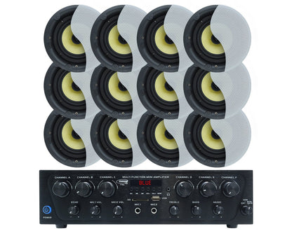 Weconic 6.5" Ceiling Speaker Package with 480W Multi-Zone Bluetooth Amplifier