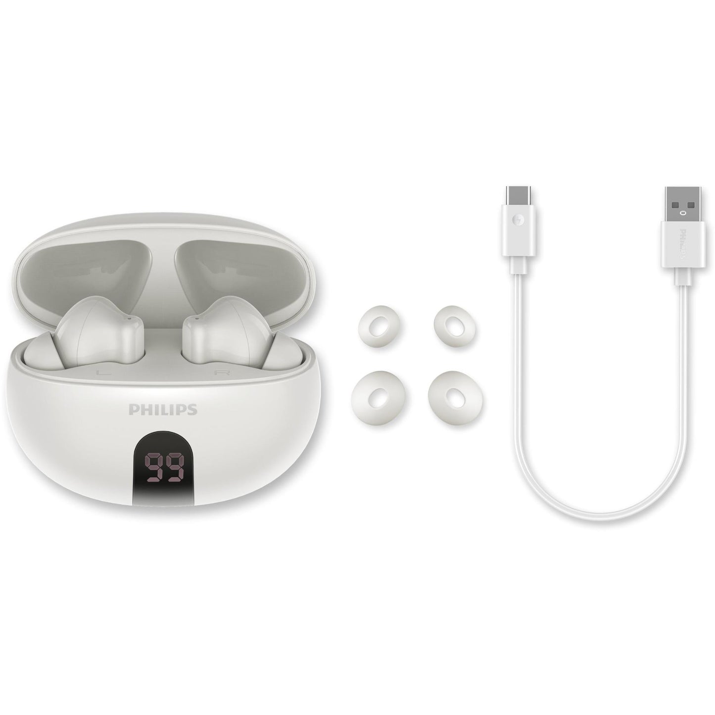 Philips TAT3559 True Wireless ANC Earbuds (White)