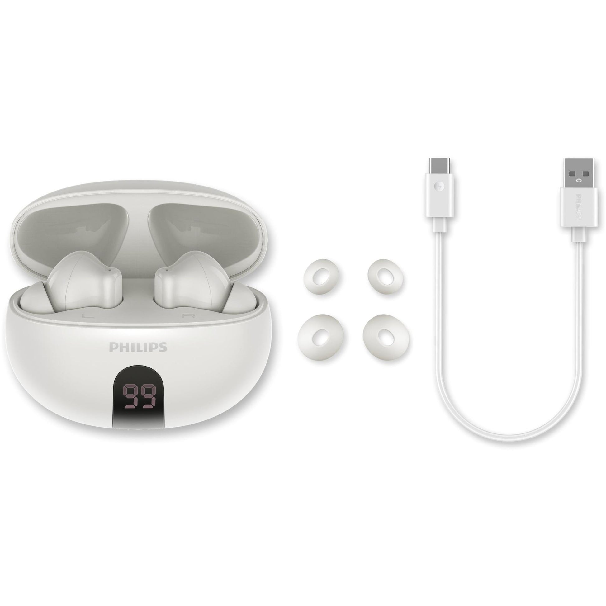 Philips TAT3559 True Wireless ANC Earbuds (White)