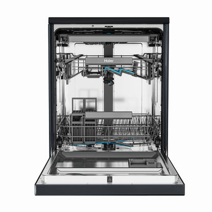 Haier HDW15F4B1 600 Series 15-Place Freestanding Dishwasher (Black)