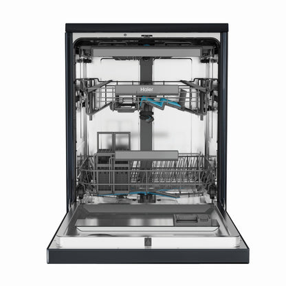 Haier HDW15F4B1 600 Series 15-Place Freestanding Dishwasher (Black)