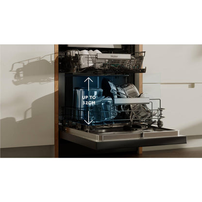 Haier HDW15F4S1 600 Series 15-Place Freestanding Dishwasher (Satina)