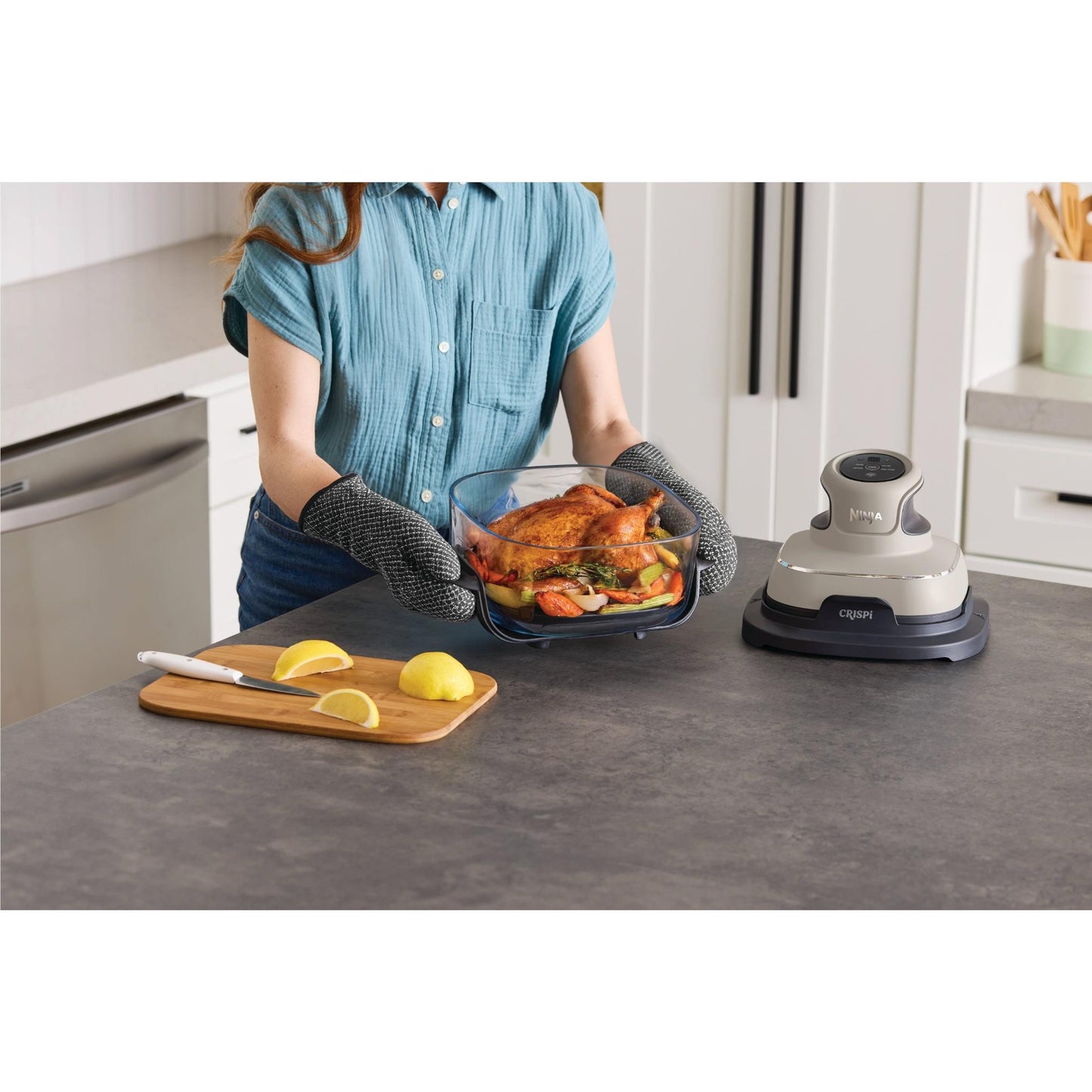 Ninja Crispi 4-in-1 Portable Glass Air Fryer (Stone)
