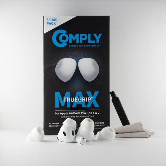Comply TRUEGXP MAX Ear Tips for Apple AirPods Pro 1/2 (White) [Medium - 3 Pairs]