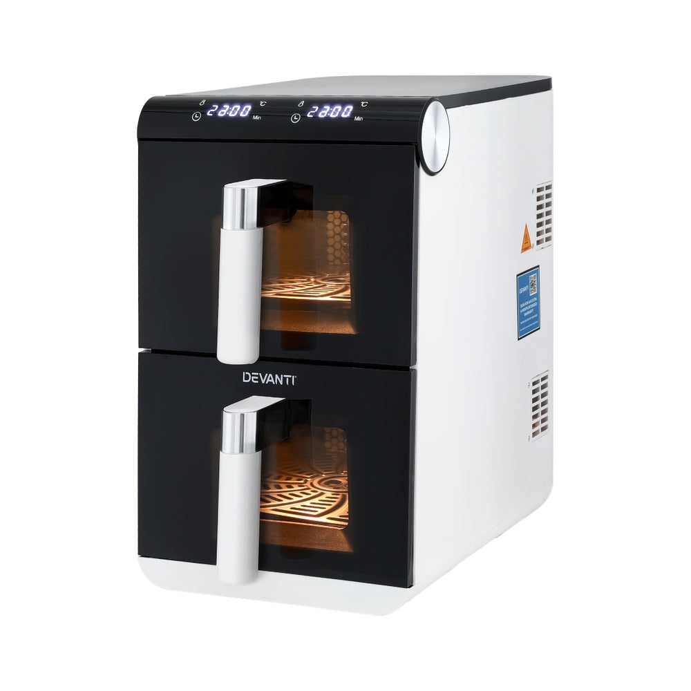 Devanti Air Fryer Oven 11L Dual Zone Fryers (White)