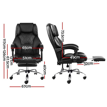 Artiss Executive Office Chair Leather Footrest (Black)